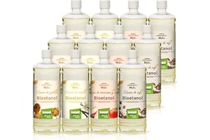 KieselGreen Bioetanol 12 x 1 litro con Fragancia para Chimenea de Etanol, Muchas Variedades – Bioalcohol como Fragancia de Ambiente – Estufas de Bioetanol, Biochimenea Etanol, Ethanol (M2)