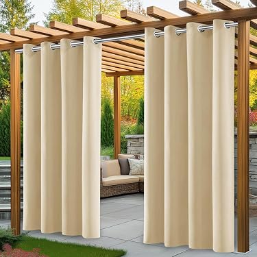 Rideaux Occultants Extérieur PPGE 134x160cm - Imperméables Et Isolants Pour Pergola
