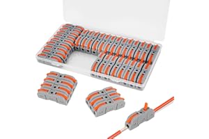 ORIDOLLY 35 Pièces Connecteurs éLectriques Rapide Avec Levier Domino Electrique, Bornes De Connexion Automatique, Connecteur Electrique Etanche 1-Fil 2-Entrées et Peut être Librement Combiné Bornier Electrique