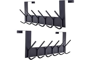 SKOLOO Crochet de porte en acier inoxydable pour suspendre vêtements, serviettes, peignoirs, sacs à main, crochets de porte pour salle de bain, chambre à coucher, noir