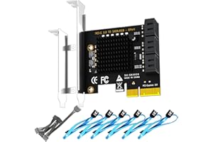 GLOTRENDS SA3026-C 6-Port PCIe X4 SATA Erweiterungskarte mit SATA und Stromkabel, kompatibel mit Windows,Linux,Mac OS,NAS