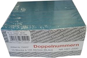 DIE IDEENWELT Party Discount DWA750207 Doppelnummern-Block 1000 Abrisse Nr 1001-2000 blau