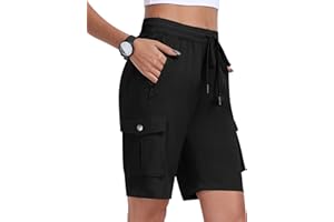 MoFiz Szorty damskie, krótkie spodenki na lato, spodenki cargo, spodnie trekkingowe, krótkie, lekkie, oddychające, sportowe szorty z 6 kieszeniami