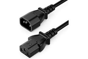 deleyCON 1m Kaltgerätekabel Verlängerung - IEC C13 auf C14 - Stromkabel Stromverlängerung - Gerader C13 Stecker auf C14 Buchse - Hausgeräte PC Monitor Beamer Drucker - Schwarz