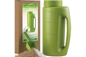 Budstfee Seed Spreader Hand Held, Hand Spreader Lawn and Garden for Fertilizer Grass Seed Salt Ice Melt Earth Food, Seed Shaker with Multiple Adjustable Opening with Shovel