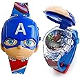 ALNA-TURA Plastic Caption America Avengers Watch For Kids Boys | Digital Led Watch With 3D Disco Led Lights | Birthday Gift For Kids,Dial-Pink, Band- Red