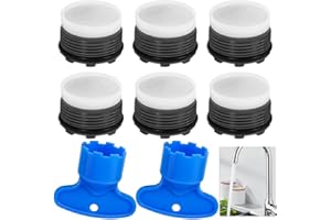 KUFAERBEAM 6 Pezzi Aeratore Rubinetto M24, Filtri Rubinetto con 2 Chiave Aeratore Rubinetto, Rompigetto Rubinetto Cucina Plastica, M24 Filtri Rubinetti Lavandino (M2 4)