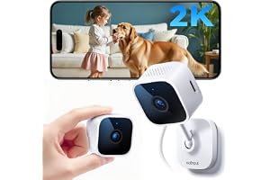 Outinput 2K 3MP Inomhus övervakningskamera, Hundkamera, WiFi Babymonitor med Nattseende, Rörelse-/ljuddetektering, 2-vägssamtal, App-kontroll, Moln och SD, Inspelning Dygnet Runt