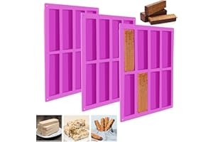 TDUNSYA 3 Pezzi Stampo in Silicone per Barrette Cereali con 8 Cavità in Silicone Antiaderente per Barrette Energetiche, Stampi per Barrette di Cereali Rettangolari per Energetiche ai Cereali Cioccolato Torte