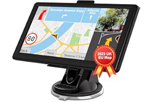 UK Sat Nav with 2023 Europe Maps, Jimtour 7 inch GPS Navigator, Lifetime Free Updates, for Car, Truck, Lorry, HGV Motorhome, Navigation with Postcode, Speed Camera Alert, Lane Guidance Assist, POI