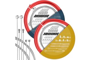 TAPKUA Set di Cavo del Cambio e Freno della Bicicletta, 2500mm Universale Cavo del Freno e Cavo del Cambio con 2 Pezzi 3m Alloggiamento di Cavo, per Mountain Bike Bici da Strada ecc (Rosso)