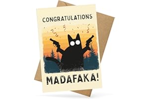 ‎KOKO LORA Koko Lora Lustige Geburtstagskarte mit Umschlag • Congratulations Madafaka! Glückwunschkarte mit viraler Katze