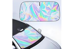 Car Windshield Sun Shade | Laser Heat Reflective & UV Blocking, Cover with Nano Silver & Ice Crystal Tech | Fits 145cm x 80cm (Most Vehicles)