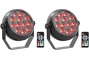 Glowingstage 2PCS Mini RGB Projecteur Par LED Batterie, 12 LED Rechargeables Jeux de Lumiere avec Télécommande et Son Activé, Lumiere de Scène pour Fêtes, DJ, Disco, Bar, Mariage, Halloween, Noël