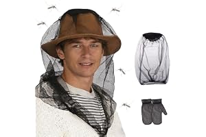 BSITSSS 2 stycken myggnätshuvud + ett par myggskyddshandskar, myggnät för hatt myggnät, huvudnät mygga för utomhus camping biodling, fiske klättring