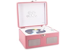 LISCIANIGIOCHI Lisciani - BARBIE Portable CD Player for Teenage Girls From 12 Years - Retro Design Inspired by Phonographs - Leatherette Case Included - USB Port - Telephone Connection - Loudspeaker - Rhythm Sense