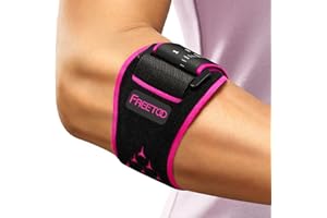 FREETOO Leichte Ellenbogenbandage Tennisarm Bandage, Ellenbogen Bandagen Herren und Damen für Kraftsport im Gym, Ellbogen Bandage bei Epicondylitis, Golferarm Bandage für Rechts und Links,Schwarz/Pink
