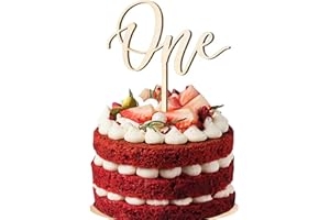 YQ-BEST One Cake Toppers Wooden First Birthday Cake Picks for Boy and Girl 1st Birthday Baby Shower First Anniversary Party Cake Decorations Supplies