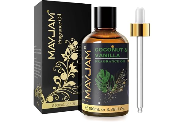 MAYJAM Huile Essentielle de Noix De Coco Et Vanille 100ml, Huile de Parfumée de Qualité Supérieure pour Diffuseur d'Huiles Essentielles, Aromathérapie, Humidificateur