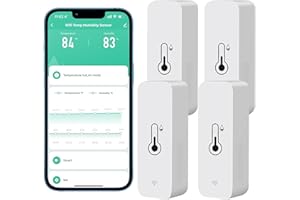 Comboss Termómetro higrómetro WiFi, sensor inalámbrico de temperatura y humedad para interiores y exteriores con alarma de notificación de aplicación remota, funciona con la aplicación Tuya(4 pieza)