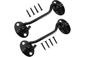 Phoetya 2 Pack Stainless Steel Cabin Hook And Eye Latch Lock, 4 Inch Privacy Gate Cabinet Latches, Heavy Duty Swivel Latch Lock for Window, Sliding Door, Bedroom and Bathroom