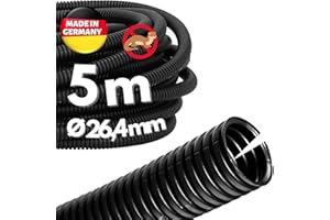 Kalitec Tubo corrugato scanalato NW 26, 5 metri, tubo corrugato aperto, tubo di protezione per martore, tubo vuoto, protezione per cavi AD 31,3 mm, ID 26,4 mm