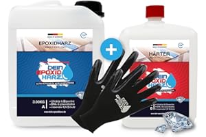 LONGFAIR Strato spesso, resina epossidica con indurente, set da 4,5 kg, qualità professionale, ultra trasparente e inodore, 10 cm in una colata + guanti protettivi