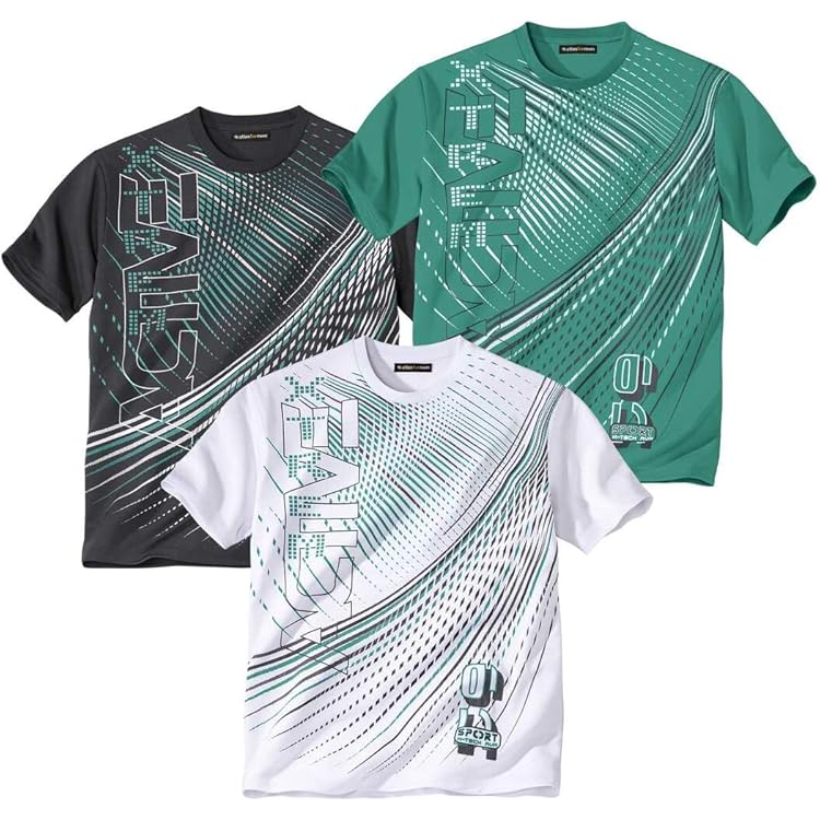 Set van 3 heren workout T-shirts met korte mouwen atletische pasvorm sneldrogende vochtafvoerende sportstijl T-shirts, XL