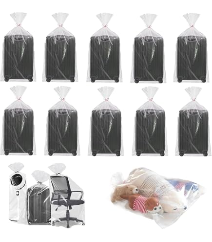 10 sacchetti in plastica trasparente extra grandi, 90 x 126 cm, piatti