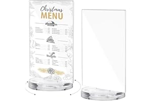 Teenyyou 2 Pcs Rotating Acrylic Sign Holder 5" x 7" Clear Table Spinning Sign Holder Stand with Swivel Base for Display Menu Restaurant Advertisement Marketing