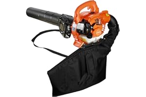 SOMERWAY 26CC Laubsauger Laubbläser Benzin, 2-Takt Motor laubsauger, 0.7KW/2HP 424 CFM laubbläser, Fangsack, 5 Blasrohre Benzin Blasen und Saugen Doppelfunktion Laubsammler