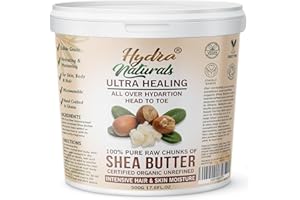 Hydra Naturals Unrefined Shea Butter 500g – 100% Pure, Raw, Organic, Cold Pressed – Natural Moisturiser for Hair, Smooth Skin, Face & Body – DIY Beauty, Dry Scalp, Anti-Aging Care