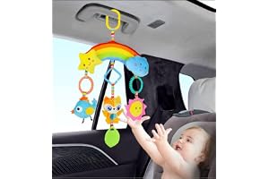 Stroller Toys & Car Seat Toys for Babies 0-6 Months, Hanging Rattle Toy Clip on Toy for Crib Stroller Car Seat Baby Toy,Sensory Plush Animal Toys Learning Toy Plush Animal Toys for Newborn Baby