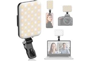 Selfie Licht 5W, BDDFOTO Handy Licht mit Akku 2500mAh, tragbares Clip-On-Licht 10-100% dimmbar CRI≥95, 500LM Videolicht für TikTok/Vlogging/Fotografie/Videokonferenzen