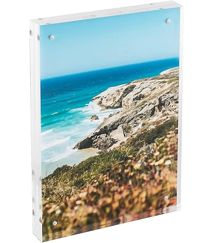 HETOOSHI Cornice portafoto in acrilico, senza cornice su entrambi i lati, trasparente, adatta per cartoline, immagini preziose, immagini di nozze. (1 set, 24 cm x 18,2 cm