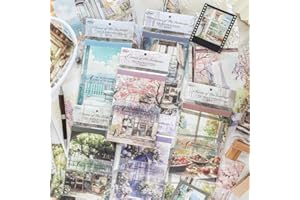 Alideco 180pcs Vintage Watercolor Landscape Scrapbooking Paper for Journaling Supplies, Decorative Craft Paper for Junk Journals (fengjingyiyu)