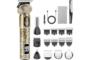 REHOYO Haarschneidemaschine Profi, Wiederaufladbar Haarschneider Herren, Männer Elektrisch Barttrimmer, Präzisions haartrimmer, T-Blade Trimmer für Männer mit 4 Kamm, Geschenke für männer