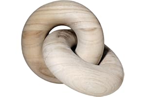 PIGPIGFLY Round Wood Knot Decor,2-Link Wood Chain Link Decor,Natural Wood Chain Link Decor,Wood Knot Shelf Decor,Decorative Objects for Modern Home Living Room,Desk Decor(Wood Color)