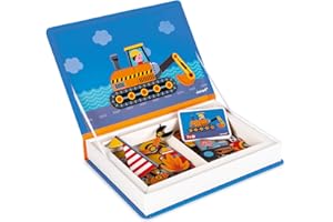 Janod - Magneti'Book of Racing Cars - Magnetic Educational Game, 50 Pieces - Fine Motor Skills and Imagination Learning - From 3 Years, J02715