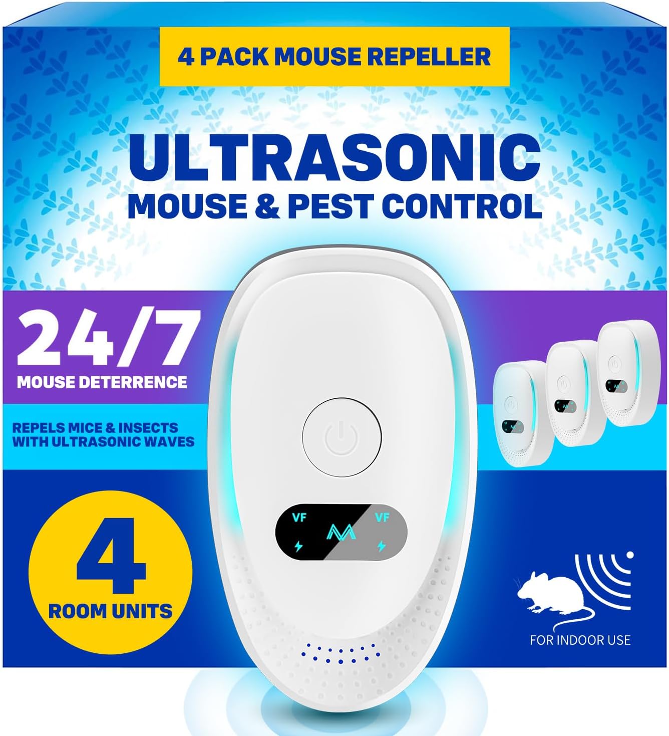 Padonco Ultrasonic Pest Repeller Plug In – 4 Pack Mouse & Rodent Repellent for Home, Garage & Attic, Electronic Rat Control Device for Mice, Ants & Spiders, Safe for Pets & Children