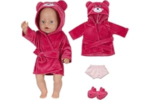 CARREUTY Ropa de bebé para muñecas de 35-45 cm, ositos rosas, ropa de muñeca con pijama, ropa interior para muñecas de 14-18 pulgadas, pijama de 43 cm, regalos de cumpleaños para niñas