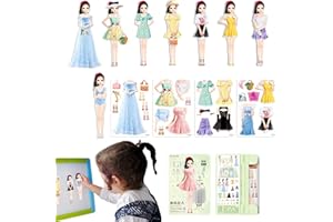 Huasean Magnetic Princess Dress Up Dolls Set,Girls Magnetic Dress Up Doll,Funny Magnetic Dress Up Travel Toys,Magnet People Clothes Puzzles Game For Girls Ages 3+