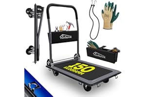 ‎TRONITECHNIK Tronitechnik® Transportwagen Paketwagen Plattformwagen klappbar mit Lenkrollen 150kg Tragkraft mit Antirutschbeschichtung, Griffpolster, Halterungen - Ladefläche 72x48 cm