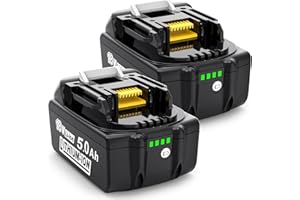 MoeuGreenBattX Batería de Repuesto para Makita 18v: 5.0Ah Ion de Litio batería Original de Repuesto para Makita – Compatible con BL1850B BL1850 BL1860B BL1860 194205-3 LXT-400 (2-Unidades)