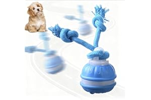 Supore Interactive Dog Ball Toy, Smart Interactive Dog Toys for Boredom, Automatic Active Rolling Ball with Tail for Dogs, Rechargeable Moving Pet Ball with Chew Ropes for Puppy/Small/Medium