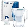 BRITA Style Water Filter Jug Blue (2.4L) incl. 1x MAXTRA PRO All-in-1 cartridge - fridge-fitting design jug with smart LED-LTI and Flip-Lid - now in sustainable Smart Box packaging