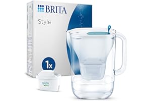 BRITA Jarra con filtro de agua Style azul (2,4 l) incl. 1x cartuchos MAXTRA PRO All-in-1 Diseño adaptable al frigorífico con luz LED inteligente Tapa abatible que reduce cloro, cal e impurezas.