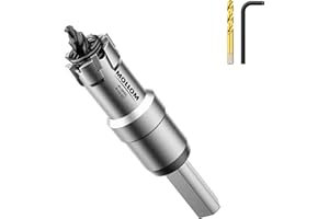 Mollom (20mm | 25/32") Scie cloche en carbure pour usage intensif avec 2 forets pilotes, coupe l'acier inoxydable, l'acier doux, le fer, le cuivre, le laiton et le plastique