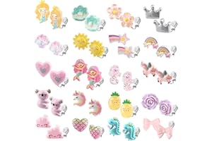 TIKPLUS Ohrclips Mädchen, Ohrclips harz, Ohrringe Klipp für Kinder, Clip Ohrringe Mädchen