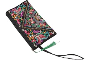 Holibanna Ethnic Floral Embroidered Wristlet Women's Retro Ethnic Embroider Purse Smartphone Wristlet Bag Flower Purse for Women Kids Girls Lady present for Birthday Holiday Christmas